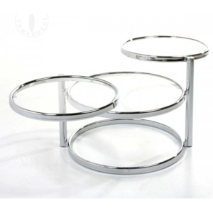Konferenční stolek THREE RINGS TOMASUCCI (barva - tvrzené sklo, chromovaný kov)