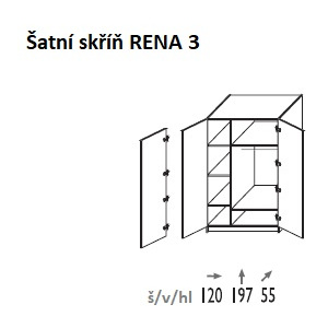 Šatní skříň RENA 3 +