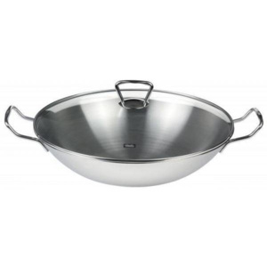 Pánev WOK nerezová se skleněnou poklicí – O 36 cm – Kunming - Fissler