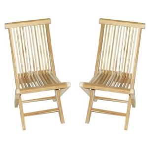 DIVERO skládací židle z týkového dřeva, 2 kusy - Garthen D02151