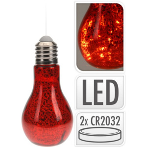 LED žárovka červená závěsná 18 cm