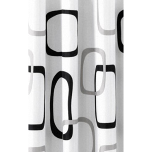 Sprchový závěs 180x200cm, polyester, bílá/černá/šedá ZP004