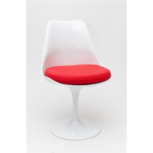 Design2 Židle Tul bílá/červený polštář