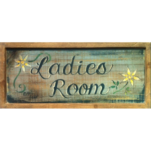 Dřevěná cedule Ladies room
