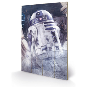 Dřevěný obraz Star Wars: Poslední z Jediů - R2-D2 Droid, (40 x 59 cm)