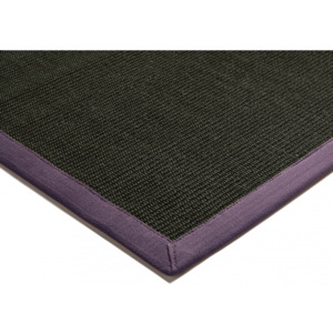 Lemovaný Sisal koberec 68x240cm - čierna/fialová - lemovaná