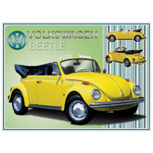 Plechová retro cedule VW Beetle Type 1 - Brouk žlutý