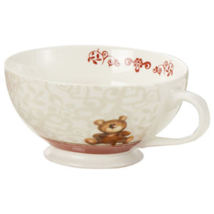 Šálek na čaj, cappuccino ABBRACCI BRANDANI (barva - porcelán, bílá/červená, medvídek)