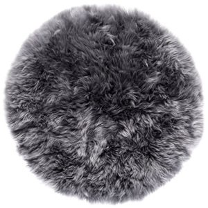 Šedý koberec z ovčí kožešiny Royal Dream Zealand, ⌀ 70 cm