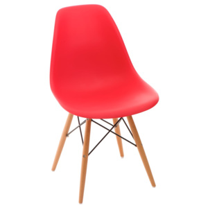 Design2 Židle P016V PP červená,dřevěné nohy