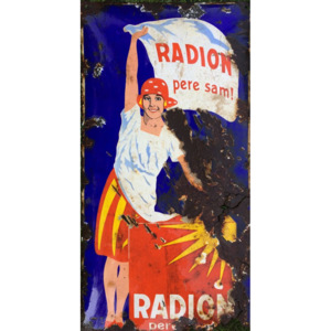 Originální starožitná smaltovaná cedule Radion pere sám