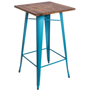 Design2 Stůl barový Paris Wood modrý sosna