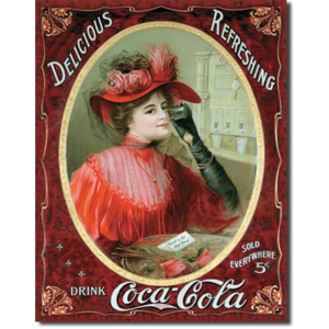 Plechová cedule Coca cola Delicious Refreshing - Red - poškozeno CC004