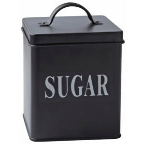 Černá plechová dóza KJ Collection Sugar, 1,5 l