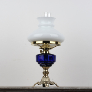 Luxusní stolní petrolejová lampa modrá 39cm