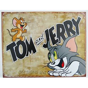 Plechová dětská cedule Tom a Jerry