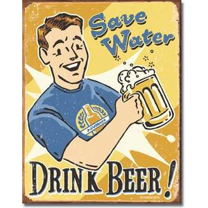 Plechová cedule pivo Save water - drink beer