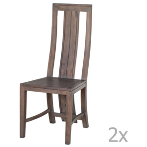 Sada 2 jídelních židlí z masivního šedě mořeného akáciového dřeva Zara