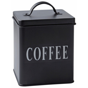 Černá plechová dóza KJ Collection Coffee, 1,5 l