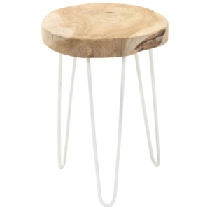 Stolička z přírodního týkového dřeva,kulatá - stolička, opěrka nohou