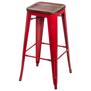 Design2 Barová židle Paris Wood 75cm červená sosna