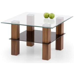 Konferenční stolek Halmar Amelia kwadrat, sklo/ MDF laminovaná ořech