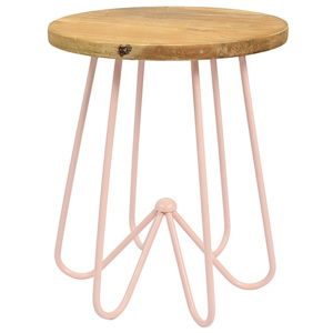 Světle růžový stolek se snímatelnou deskou z mangového dřeva HF Living Round