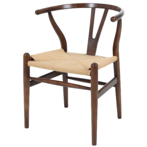 KHome Židle VIDE tmavě hnědá - dřevo bukové, přírodní vlákno