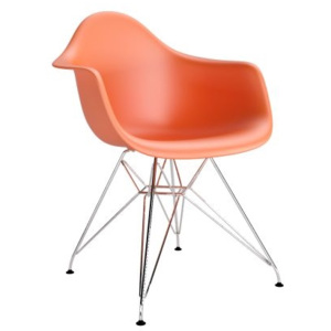 Židle P018 PP oranžová, chrom nohy, Sedák bez čalounění, Nohy: chrom, chrom, barva: oranžová, s područkami chrom
