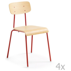 Sada 4 židlí s červenou konstrukcí La Forma Klee