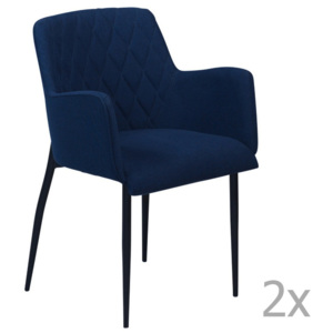 Sada 2 tmavě modrých jídelních židlí s područkami DAN– FORM Rombo