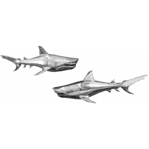 Inviro Sada 2 stříbrných žraloků na zeď