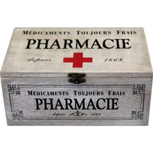 Dřevěná skříňka - Lékárnička Pharmacie - Červený kříž