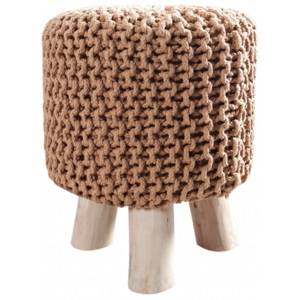 Inviro Pletená stolička SHEEP s dřevěnou podnoží 45 cm kávová