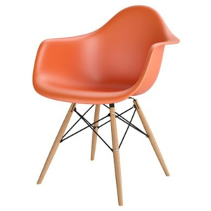 Design2 Židle P018V PP oranžová, dřevěné nohy HF