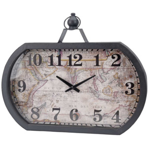 Nástěnné hodiny WORLD MAP, 50 x 40 cm - kovový8719202081251