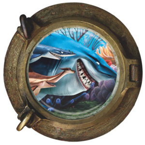 ZOOYOO Samolepka na zeď Ponorka okno Nemo 3D 43 x 43 cm 1