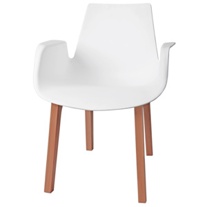 Design2 Židle Mokka bílá, dřevěné nohy