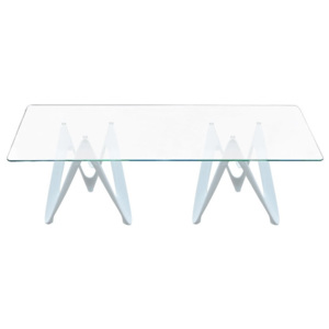 KHome Stůl LAMBDA - deska skleněná obdélníková - vlákno skleněné bílé