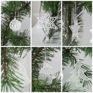 Krajkové vánoční ozdoby na stromeček - set 6ks