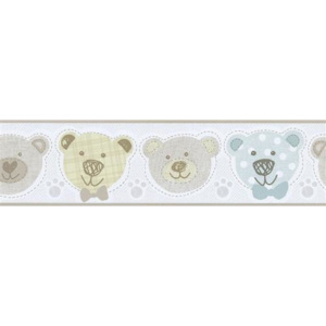 Papírová bordura Happy Kids 2 medvěd modrý, zelený, hnědý 557710 5 m x 13,6 cm P+S International