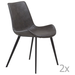 Sada 2 šedých jídelních židlí DAN– FORM Hype Faux