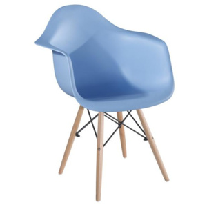 Židle-křeslo, modrá + buk, DAMEN