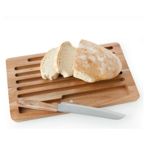 Dřevěné prkýnko na pečivo/chléb s nerezovým nožem BRANDANI (barva - akátové dřevo)