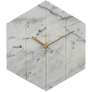 Nástěnné hodiny Trix, 25x28,5 cm, mramor, bílá