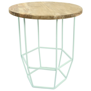 Mentolově zelený stolek se snímatelnou deskou z mangového dřeva HF Living Hexa Mint