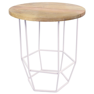 Bílý stolek se snímatelnou deskou z mangového dřeva HF Living Hexa White