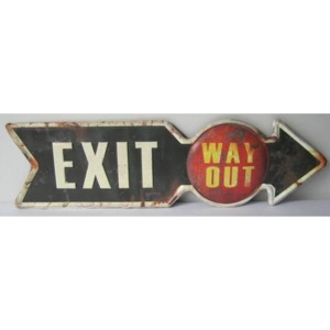 Plechová cedule Exit way out