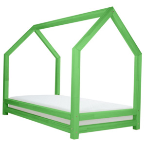 Zelená jednolůžková postel z borovicového dřeva Benlemi Funny, 80 x 160 cm