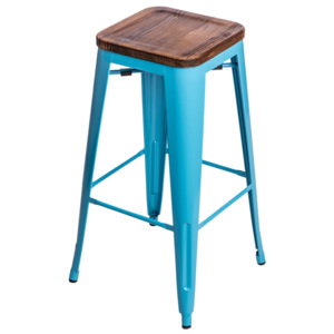Design2 Barová židle Paris Wood 75cm modrá sosna